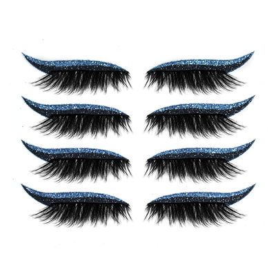 4 Pairs Reusable Eyeliner and False Eyelash Stickers, 7-Color Waterproof, Blue