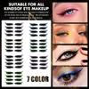 4 Pairs Reusable Eyeliner and False Eyelash Stickers, 7-Color Waterproof, Blue view 4