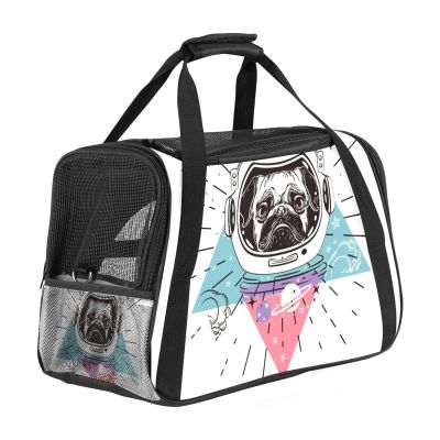 Airline-Approved Soft-Sided Pet Travel Carrier with Space Dog Print