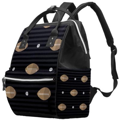 Multifunctional Diaper Bag Backpack, Large Capacity, Travel Organizer for Mom and Dad, American Football Stripe, Color 1, One Size
