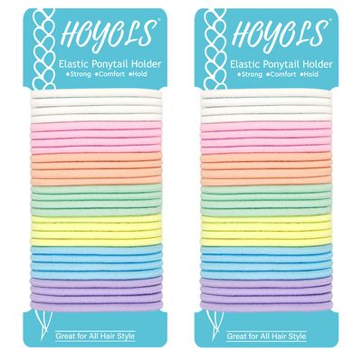 HOYOLS Metal-Free Elastic Hair Ties, Ponytail Holders, 56 Count