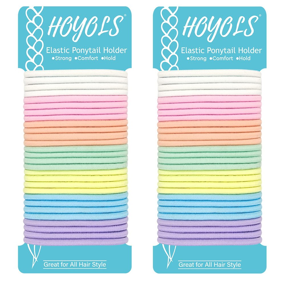 HOYOLS Metal-Free Elastic Hair Ties, Ponytail Holders, 56 Count