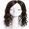 14" Black Clip-In Curly Human Hair Crown Topper, 5.5 x 5.5" Silk Base view 2
