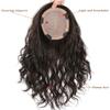 14" Black Clip-In Curly Human Hair Crown Topper, 5.5 x 5.5" Silk Base view 3