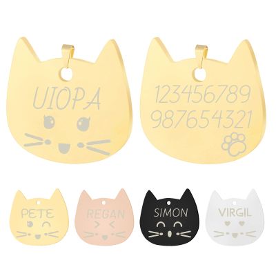 Personalized Cat-Shaped Pet ID Tag with Engraving, Golden, Small