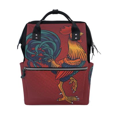 LDIYEU Chicken with Red Rooster Foldable Reusable Tote Bag