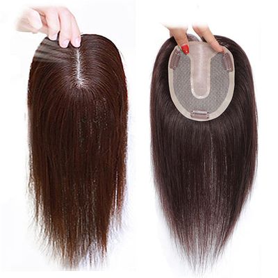 Remy Human Hair Topper, 3 Clips, 9 x 14 cm, Mocha Brown