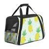 Pet Carrier, Summer Fruit Yellow Pineapple Geometric Triangle Pattern, Soft-Sided, Foldable, Airline-Approved view 1