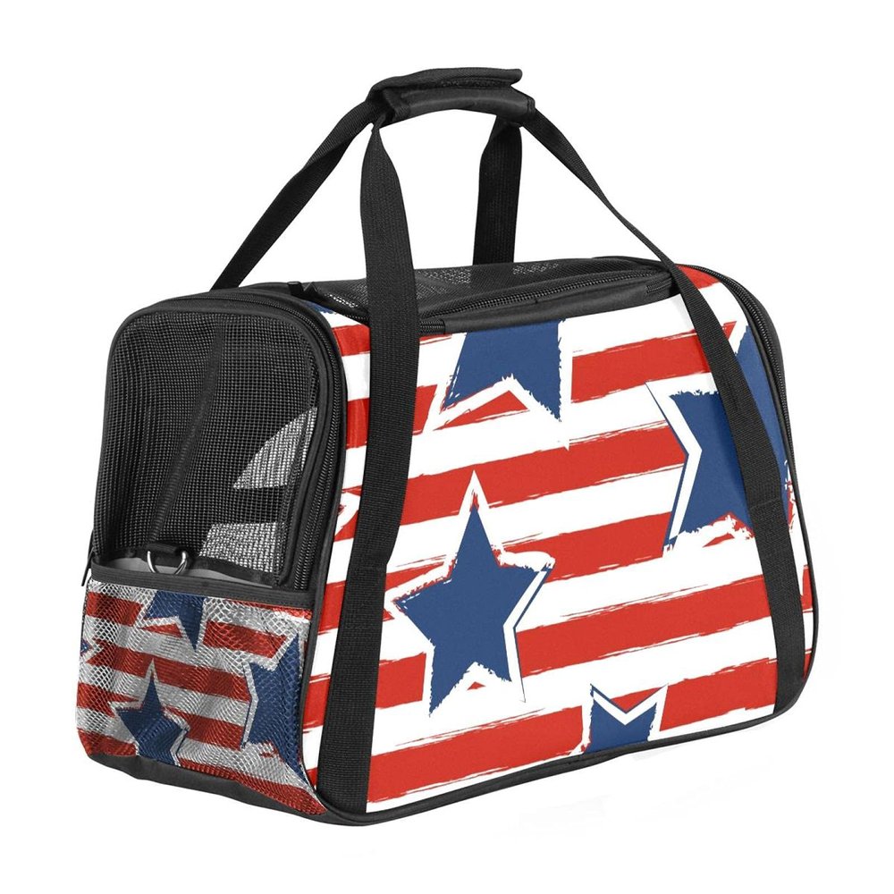 Pet Carrier Bag with Abstract Stripes and Stars, Soft, Foldable, Airline-Approved