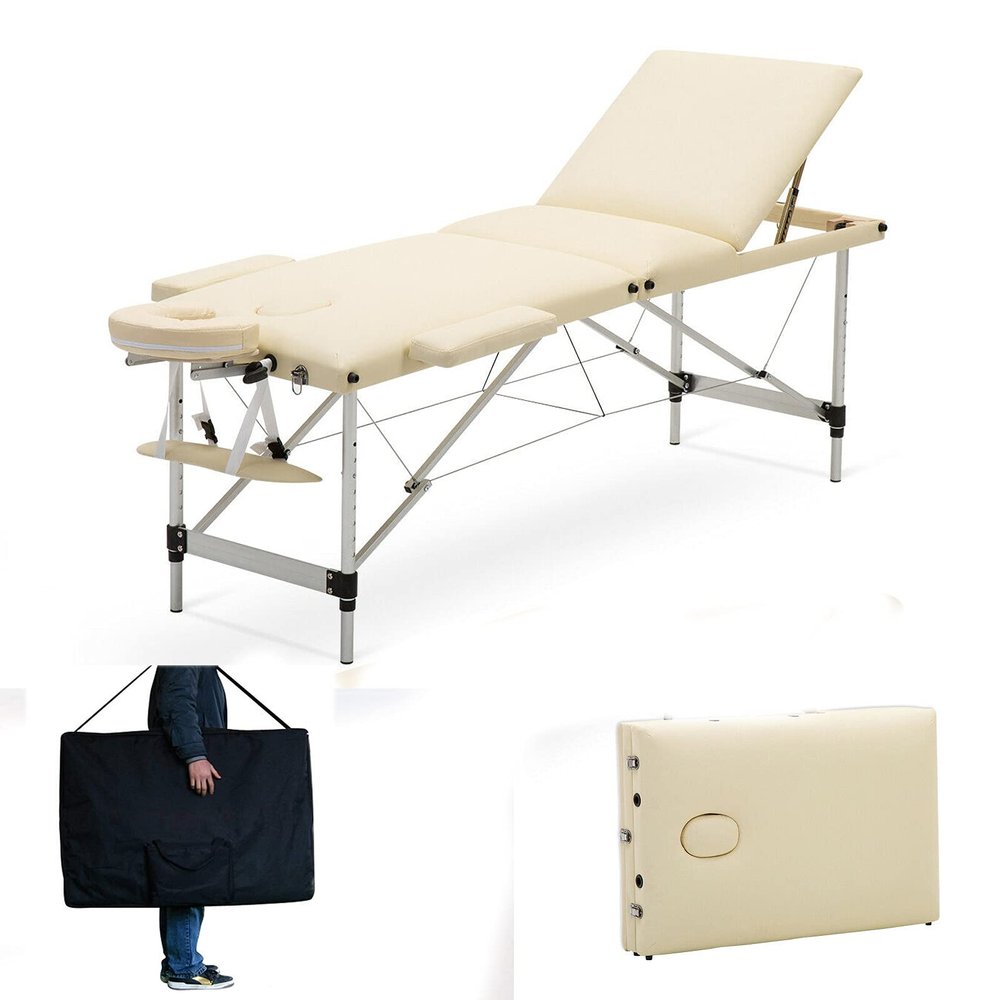 LIYI Portable 3-Zone Folding Massage Table, 186 x 62 cm, 60–85 cm Adjustable, 230 kg Capacity