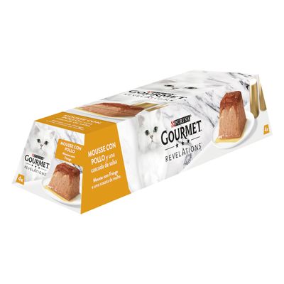 GOURMET Purina REVELATIONS Mousse with Sauce Wet Cat Food, Chicken, 6 Packs of 4 Pyramids, 57 g, 24 Count