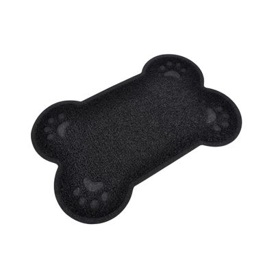 Dining Mat, Cat Litter in Bone Shape, 60 x 40 cm, Black