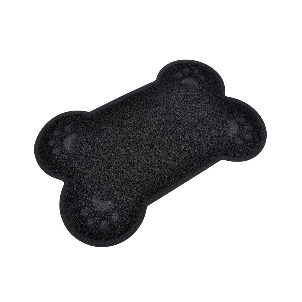 Dining Mat, Cat Litter in Bone Shape, 60 x 40 cm, Black