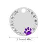 CAMAL 2-Pack Round Rhinestone Dog Tag with Engraving, Cat Paw Pendant, Customizable (Purple) view 2