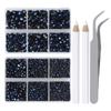 LPBeads Hotfix Rhinestones, Montana, Flatback, 5 Sizes, Round, with Tweezers and Rhinestone Picker, 6,400 Pieces view 1