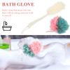 Lurrose 4-Piece Bath Sponge and Brush Set with Long Handle view 4