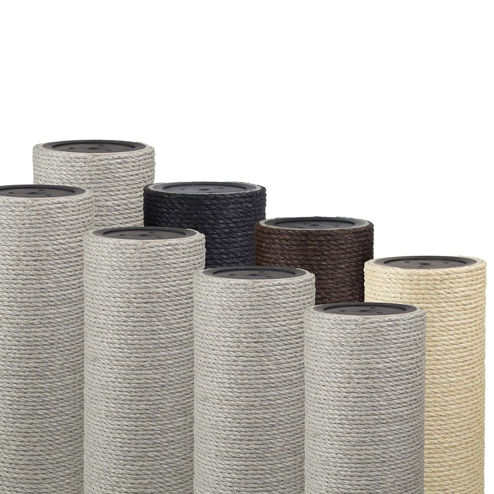 Kratzbaumland 15 cm Sisal Post, Replacement Post for Cat Tree, 49 cm, M10 Thread, Sand Gray
