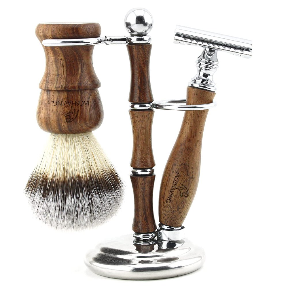Jag Shaving 3-Piece Wooden Safety Razor Set