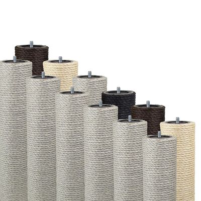 Kratzbaumland 9 cm End Post with Stud, 50 cm, M10 Thread, Sand Gray Sisal