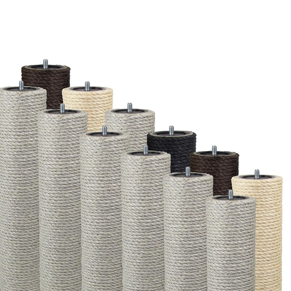 Kratzbaumland 9 cm End Post with Stud, 50 cm, M10 Thread, Sand Gray Sisal