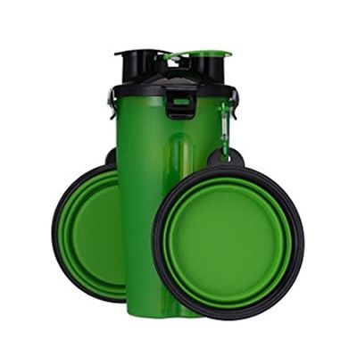 LIANYG 2-in-1 Portable Dog and Cat Water Bottle, Green