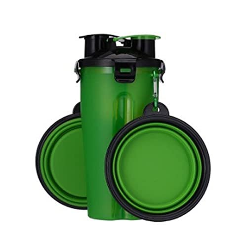 LIANYG 2-in-1 Portable Dog and Cat Water Bottle, Green