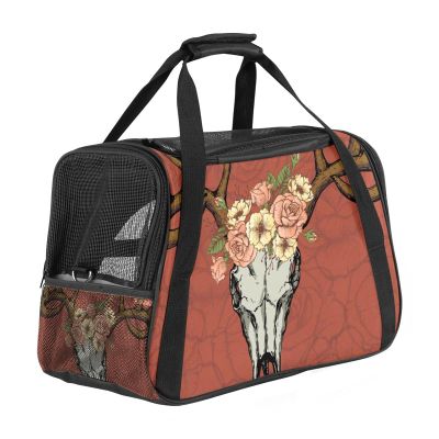 Pet Carrier Bag with Deer and Skull Design, Soft, Foldable, Airline Approved