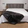 SKYLYZH Faux Fur Blanket, Gray-Blue and Black, Double-Sided Flannel, Couch Blanket, 200 × 150 cm view 1