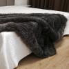 SKYLYZH Faux Fur Blanket, Gray-Blue and Black, Double-Sided Flannel, Couch Blanket, 200 × 150 cm view 3