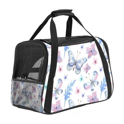 Watercolor-Style Butterfly Pet Carrier with Soft Sides