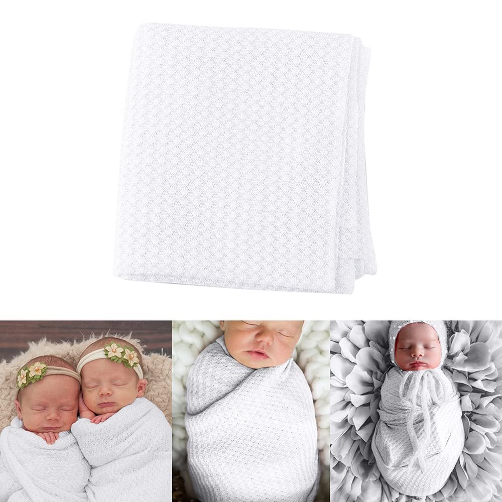 ikasus Newborn Baby Photography Wrap, Soft Stretch Photo Prop Blanket, White