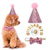 Dog Birthday Hat - Pet Birthday Hat and Bow Tie Collar Set (Pink) view 1