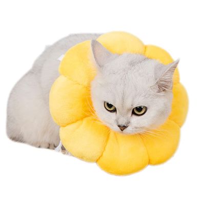 Adjustable Protective Collar for Cats, Post-Surgery, Yellow, L