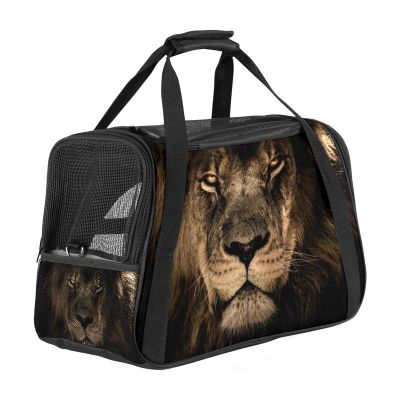 Pet Carrier Bag with African Lion Design, Soft, Foldable, Airline Approved