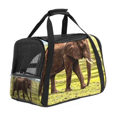 Pet Carrier Bag, Elephant on Grassland, Soft-Sided, Foldable, Airline-Approved