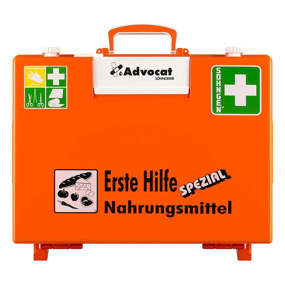 SHNGEN Advocat Food Industry First Aid Case, Wall-Mounted, Orange, DIN 13157, Plastic, Art. No. 367006 | First Aid Kit | Emergency Case
