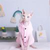 ZHIHAN Sphinx Cat Clothing for Hairless Cats, Warm Double-Sided Fall and Winter Vest, Leopard Design, Cornish Rex and Devon Rex, Extra-Thick Knit Cardigan, Pink, L+ view 4