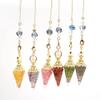 Hexagonal Cone-Shaped Garnet Pendulum with Natural Chip Stones view 3