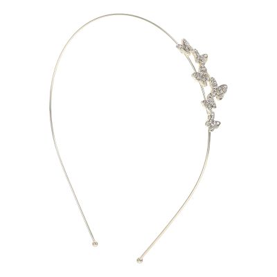 FOMIYES Butterfly Headband, Gold Rhinestone Butterfly Crystal Headband for Women and Girls