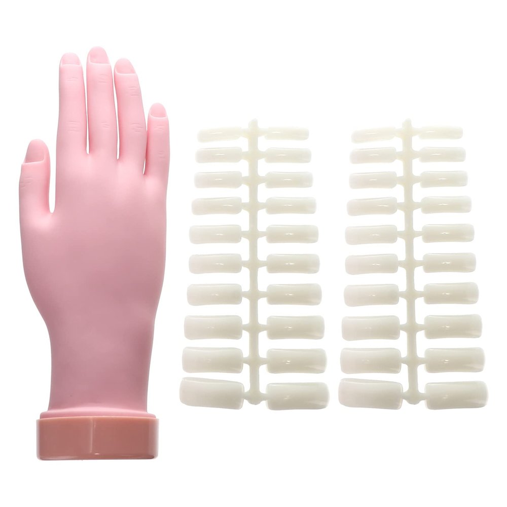 Minkissy Silicone Nail Art Practice Hand with 100 Nail Tips
