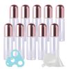 ZEOABSY 10-Pack 5 mL Empty Clear Essential Oil Roller Bottles with Pink Screw Caps view 1