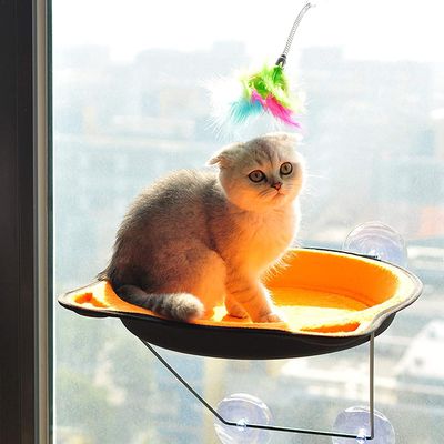 LIOYUHGTFY Cat Window Hammock with Suction Cups, Orange