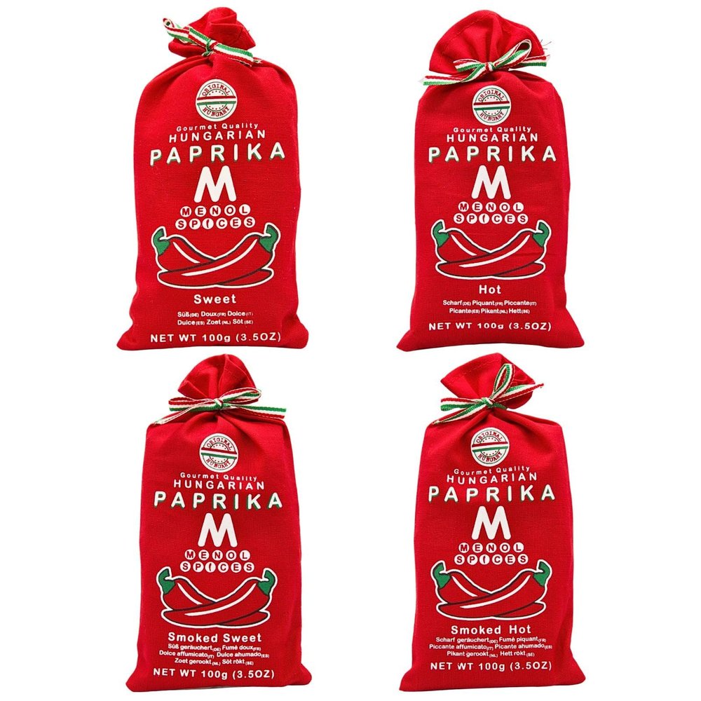 Menol Spices Hungarian Paprika Powder Gift Set, 4 x 100 g, 4 Varieties