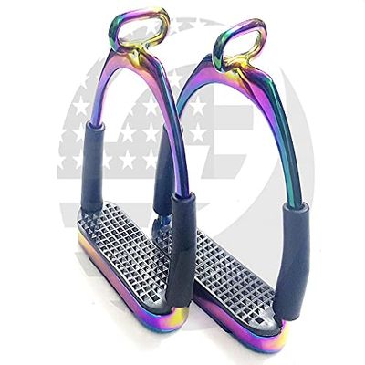 Rainbow Offset Flexible Safety Stirrup, Curved, Stainless Steel, 12.9 cm
