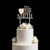 Personalized Wooden Wedding Cake Topper with Name and Date view 1