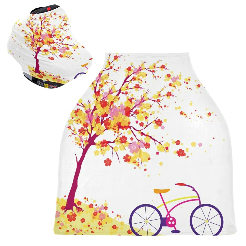 Autumn Yellow Tree Wheel Baby Car Seat Canopy, Stroller Cover, Shopping Cart Cover & Nursing Cover