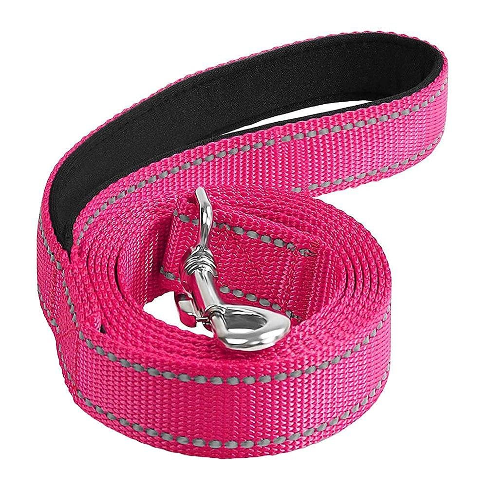 Reflective Nylon Dog Training Leash with Padded Handle, Rose Red