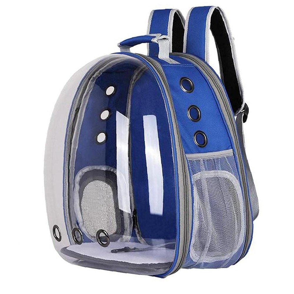 PAKEY Blue Portable Adjustable-Ventilation Cat Carrier Backpack