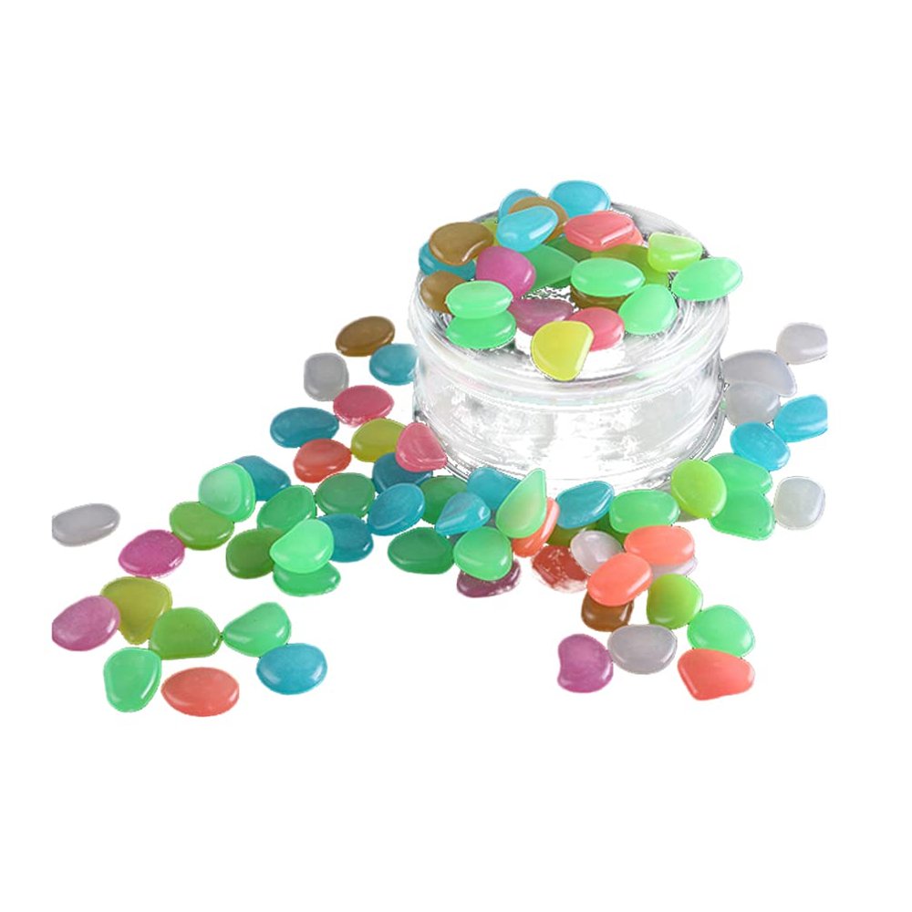 Happyyami 50 Pcs Glow Pebbles for Aquariums