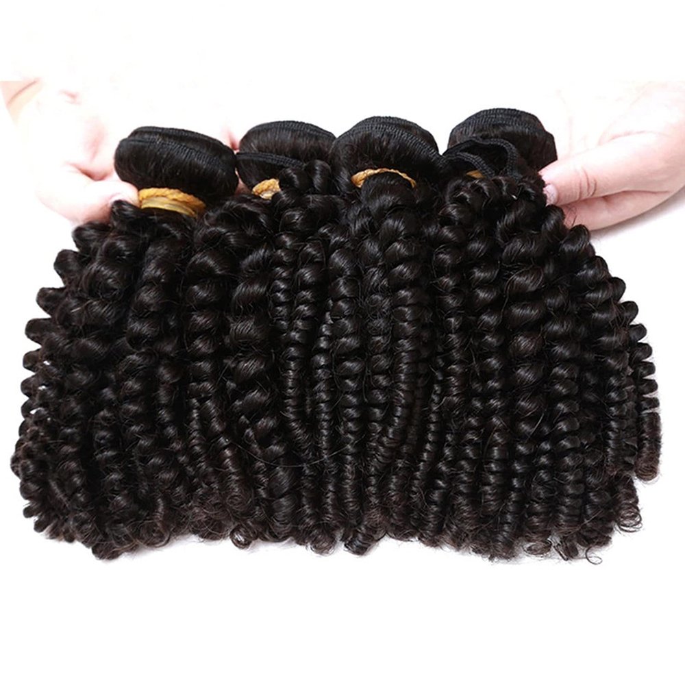 Luovce Brazilian Human Hair, Grade 10A, Afro-Fumi Curly, 100% Human Hair, Wefted, Natural Color